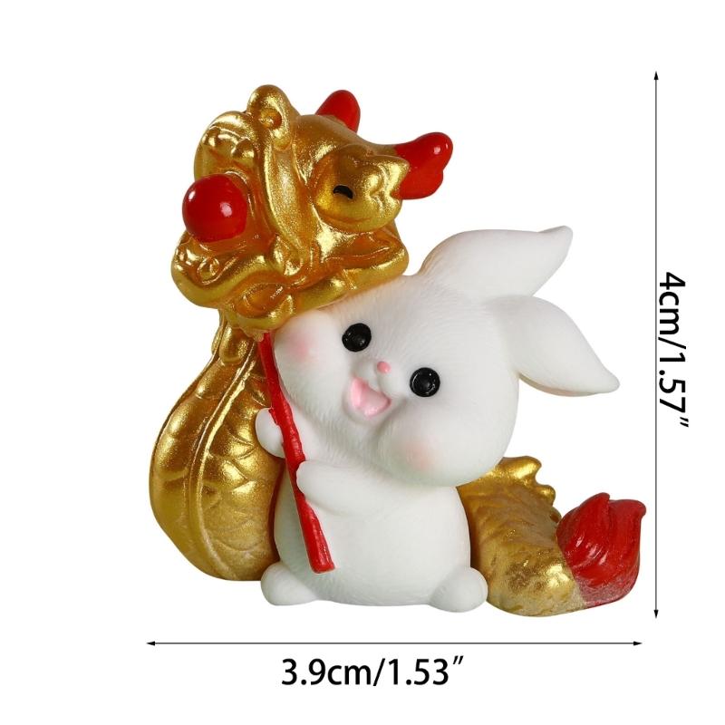 16pcs Chinese New Year Zodiac Rabbit Miniature Bunny Ornaments Resin Micro Landscape Dollhouse Fairy Garden Decor Crafts