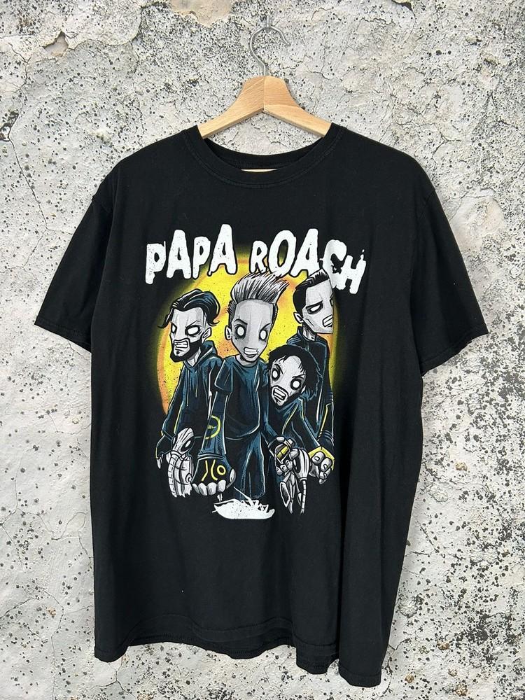 Vintage Papa Roach Rock Band Retro Black Unisex Tshirt Men Women WA0379 Unisex T-Shirt XL