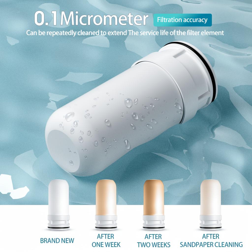 Manual Switch Faucet Water Purifier with 0.1 Micron Ceramic Filter Easy to Install Removable Washable for Home Kitchen Use