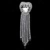 Korean Chain Heart Chain Metal Tassel Brooch For Women Men Suit Decoration Tassel Chain Metal Bead Pin Cloth Jewelry Accessories