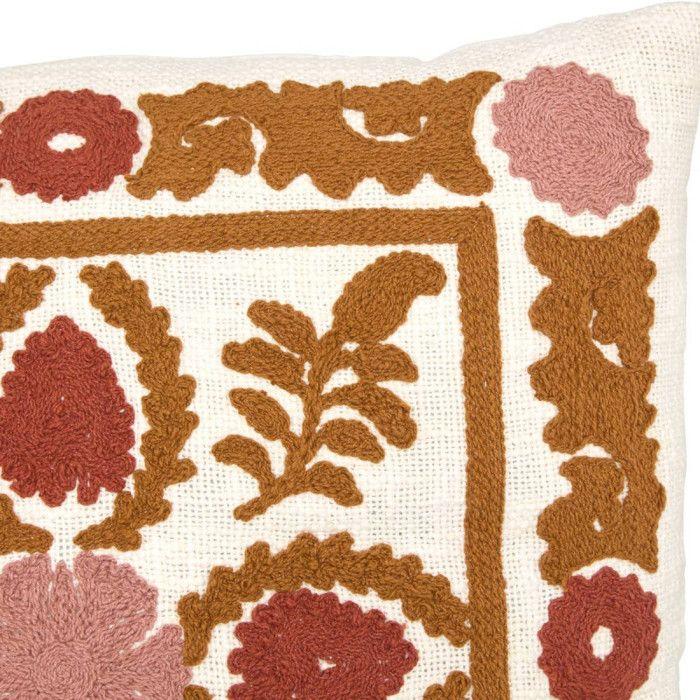 Coussin broderie "Sienna" 45 x 45 cm terracotta Atmosphera