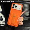 KEYSION Stoßfeste Handyhülle für iPhone 13 14 15 Pro Max 14 15 Plus Silikon+PC Kartensteckplatz Halter Tasche Ständer Rückseite