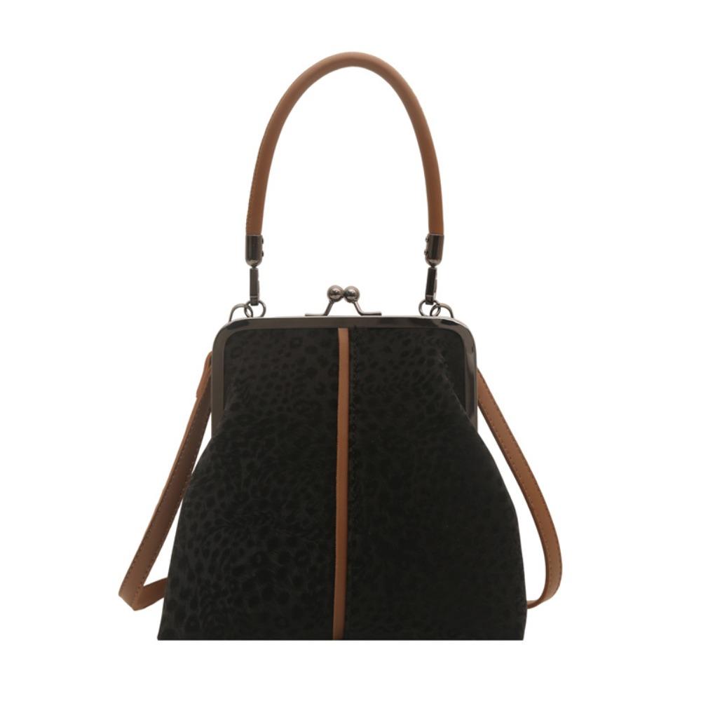 Large Capacity Kiss Lock Shoulder Bag Leopard Print Vintage Handbag Crossbody Bag  Shopping
