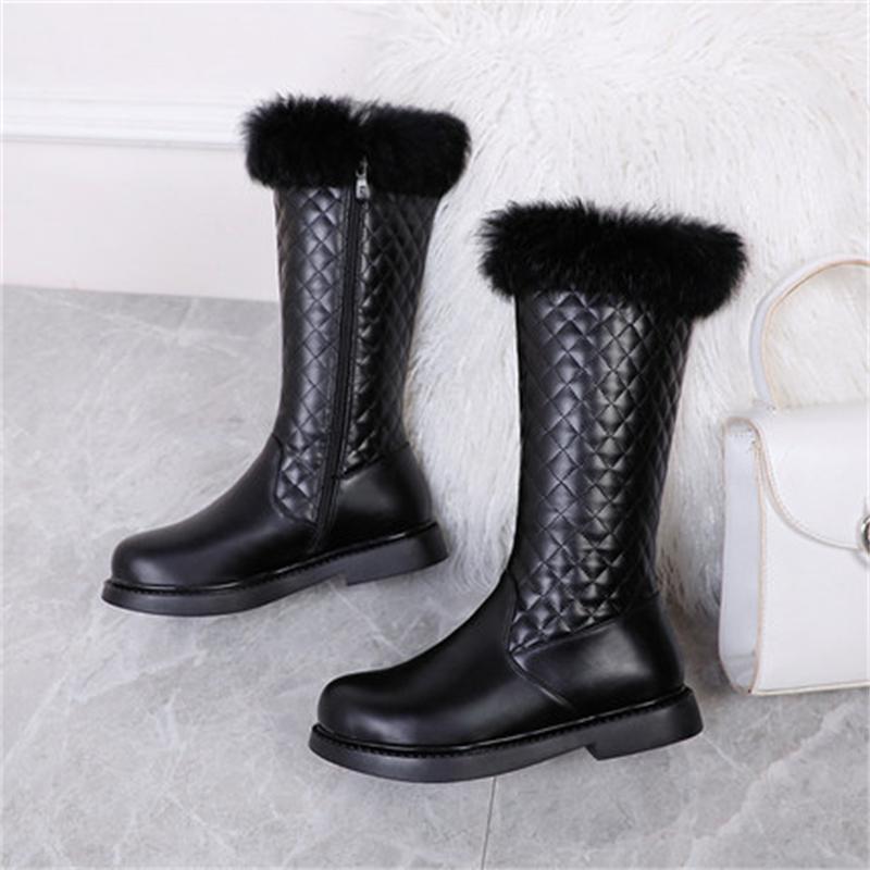 Newest Girls Snow Boots Children Princess White Thick Plush High Leather Boots Student Baby Toddler Kids Shoes A