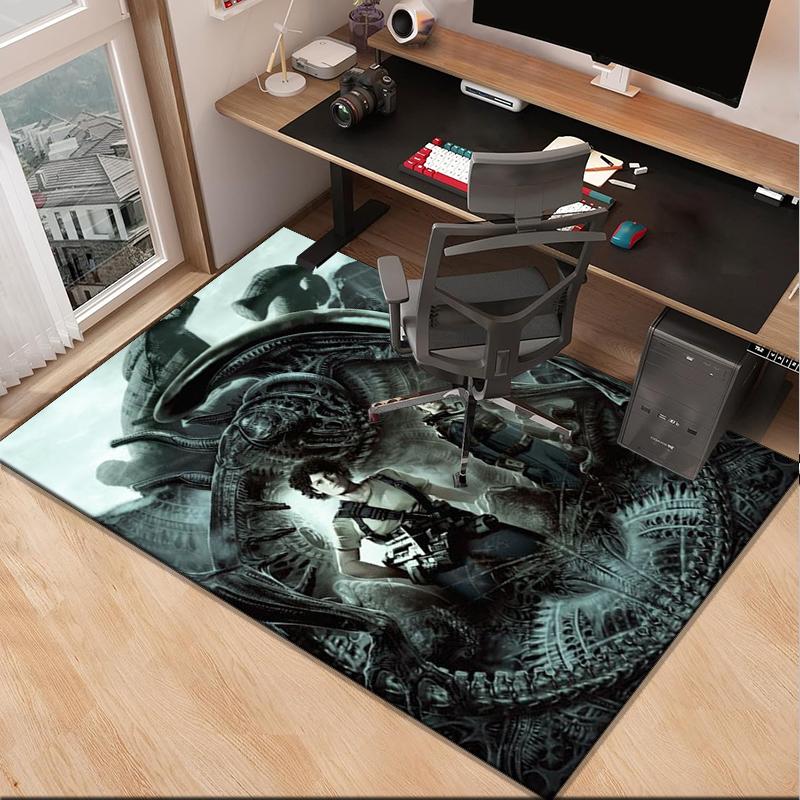 Alien horror Artwork Office Rug Chair Mat, Game Carpet, Suitable for Front Door, Bedroom, Living Room, Desk, Holiday Gift