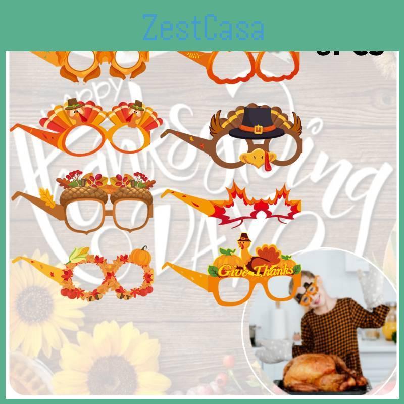 Funny Thanksgiving Party Decorative Glasses For Photos Autumn Maple Leaf Thanksgiving Paper Glasses Characters)