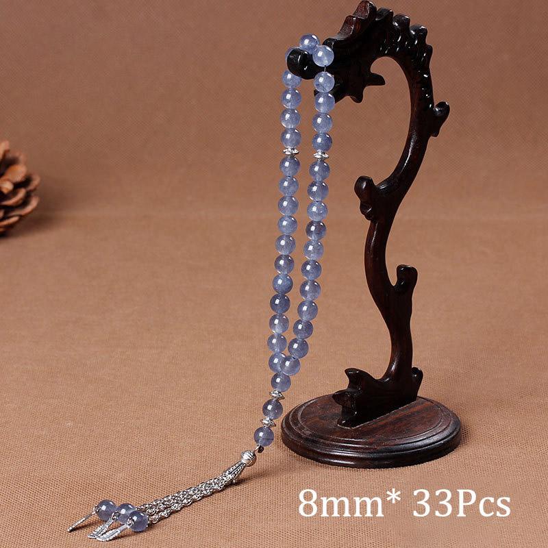 33 Prayer Rosary Beads 8mm Natural Stone Agate Color Optional For Islamic Tasbih Muslim Men Allah Mohammed Meditation Pendant
