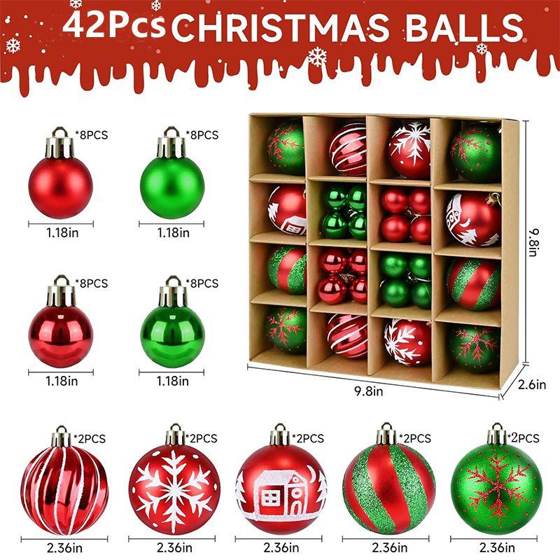 42Pcs Christmas Ball Decorations Colorful Electroplated Round Ball Xmas Tree Hanging Ornaments Home Party New Year Gift Navidad