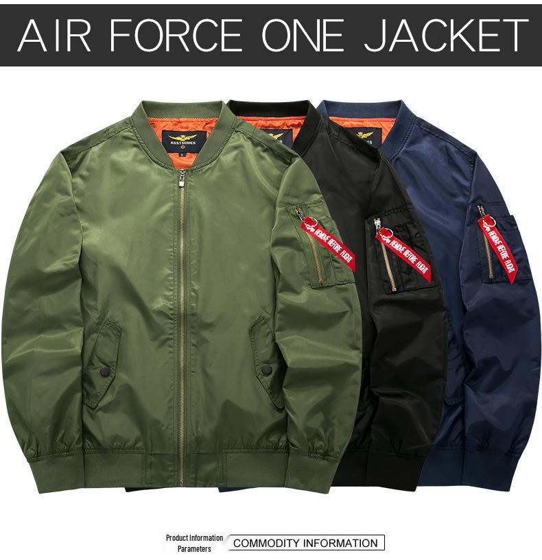 2019 Übergröße Herren Casual Stehkragen Air Force One MA01 Pilot Baseballjacke