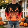 Men's Casual Halloween Printed Neck Long Sleeve Sweatshirt Pullover