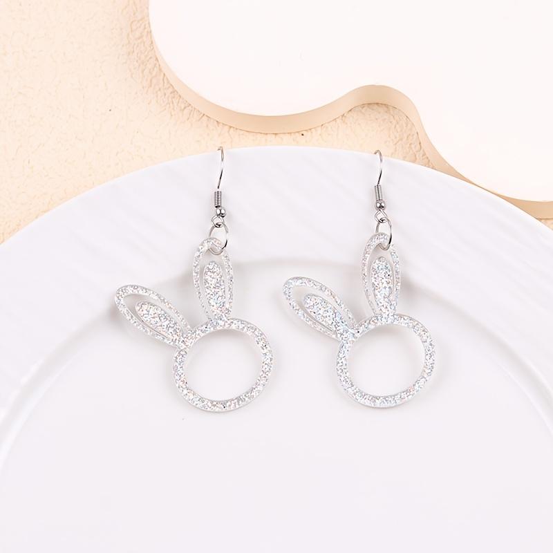 Pair of Fun Easter Colorful Letter Print Rabbit Egg Acrylic Earrings, Celebrate Holiday Party Gifts Cute Cartoon Women's Earring Accessories