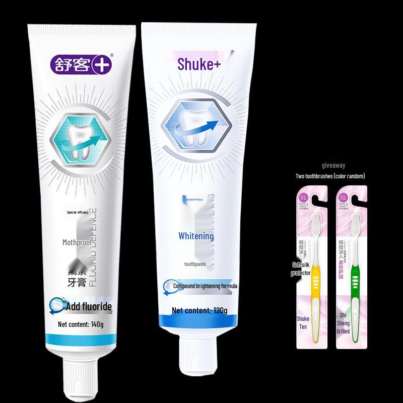 

Shuke Anti-Cavity & Whitening Toothpaste Duo Set with 2 Toothbrushes