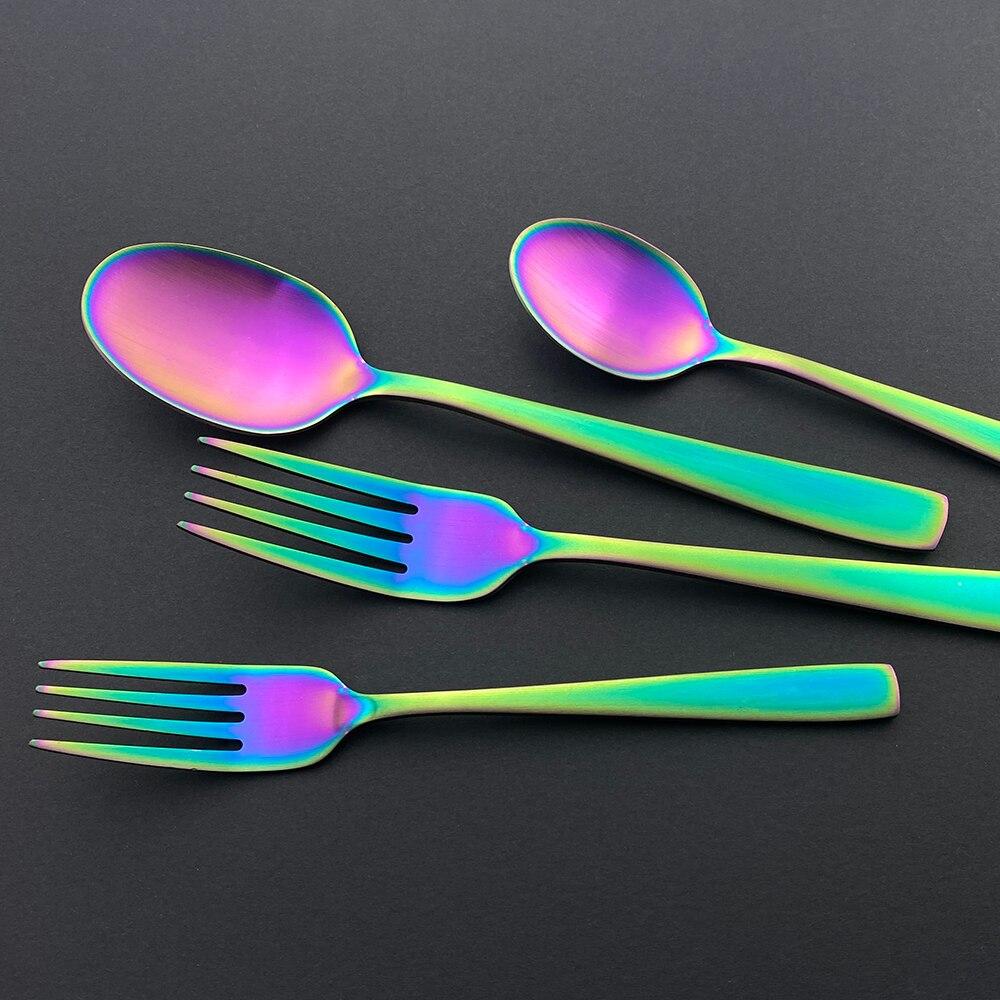 20Pcs Colorful Cutlery Set Dinnerware Set Black Fork Knife Spoon Stainless Steel Home Tableware Set With Plastic Storage Tray