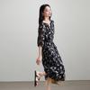 SOFSIL Black Floral V-Neck Midi Dress