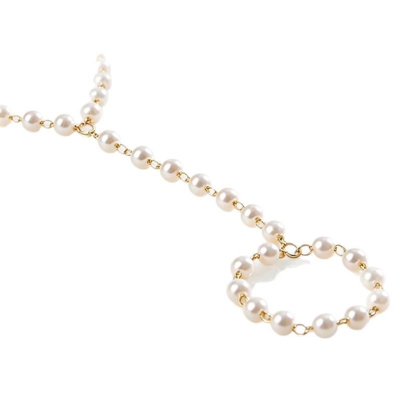 Europe and America Imitation Pearl Beaded String Finger Bracelets for Women Bohemia Pearl Hand Chain Holiday Hand Jewelry Gifts