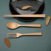 Chopstick Spoons Fork Handmade Japanese Natural Wood Chopsticks Spoon Set With Gift Pocket Beech Tableware
