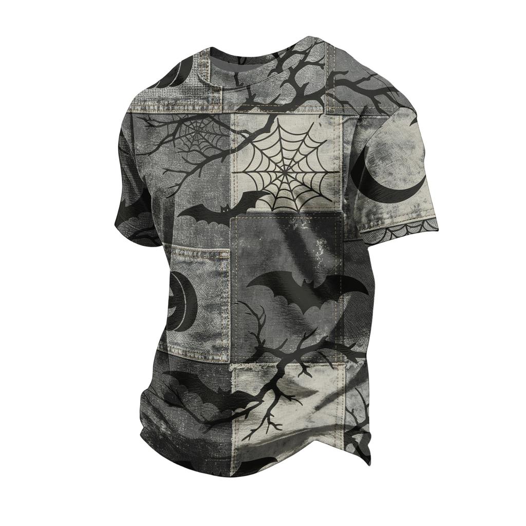 Men's Halloween Vintage Short Sleeve T Shirt Loose Breathable Summer Sports Streetwear Casual Everyday Top with Graphic Print