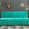 Stretch Velvet Futon Sofa Bed Cover Armless Thick Plush Sofa Cover with Skirt Sofa Slipcover Couch Cover Furniture Protector