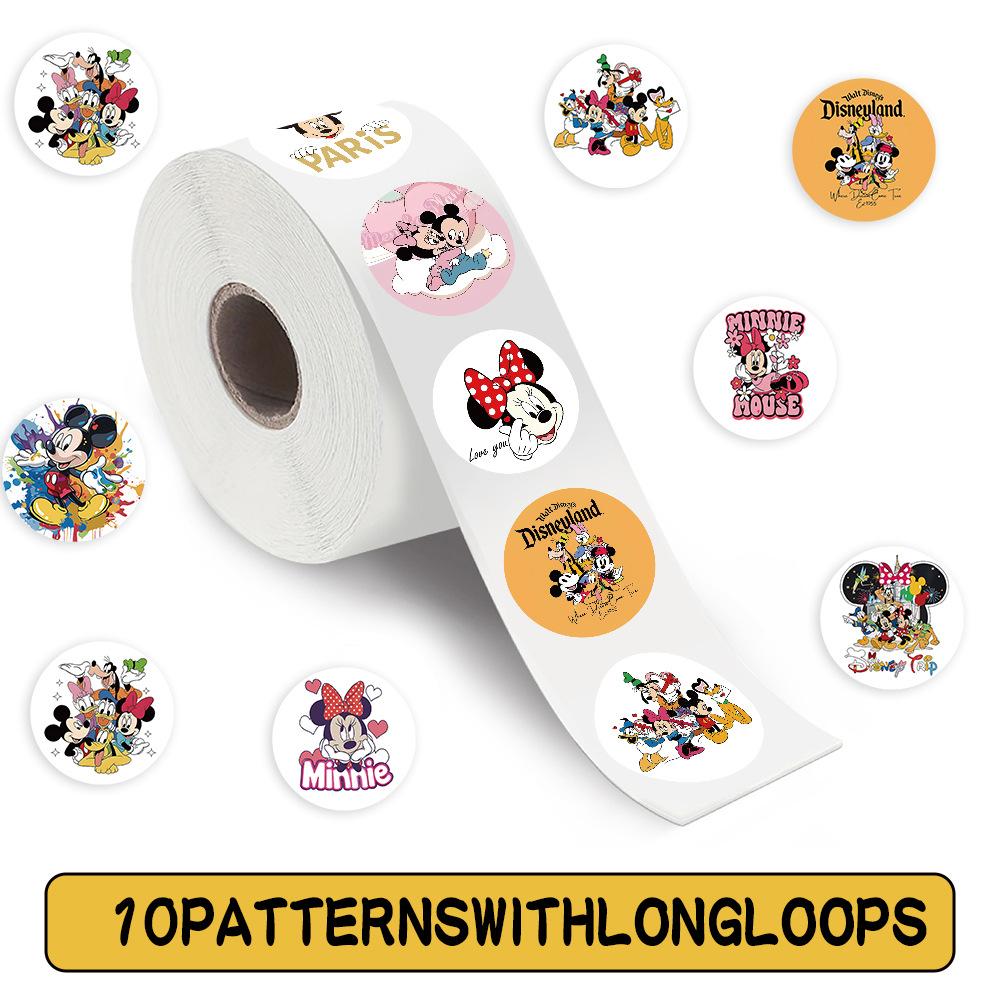 500pcs/Roll New Disney Cartoon Mickey Mouse Sealing Stickers DIY PVC Laptop Decals Decoration Reward Gift Toy