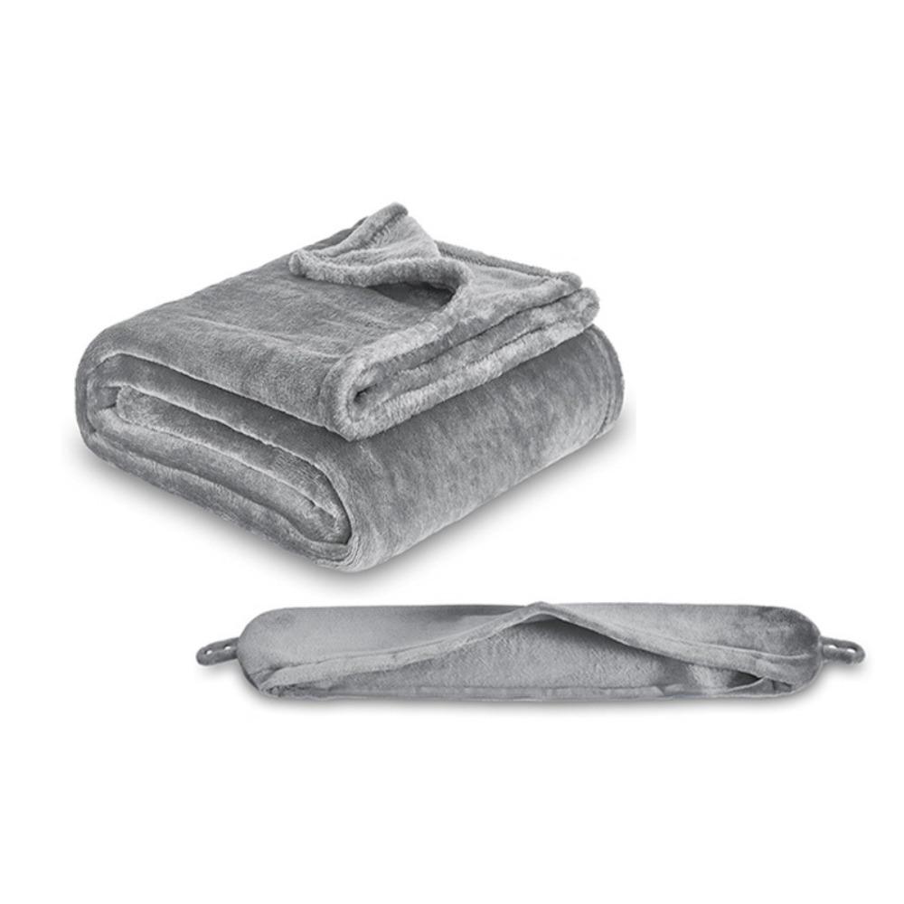 2 in 1 U-shaped Pillow and Blanket Flannel Space-saving Travel Pillow and Blanket Set Folding Solid Color Throw Blanket