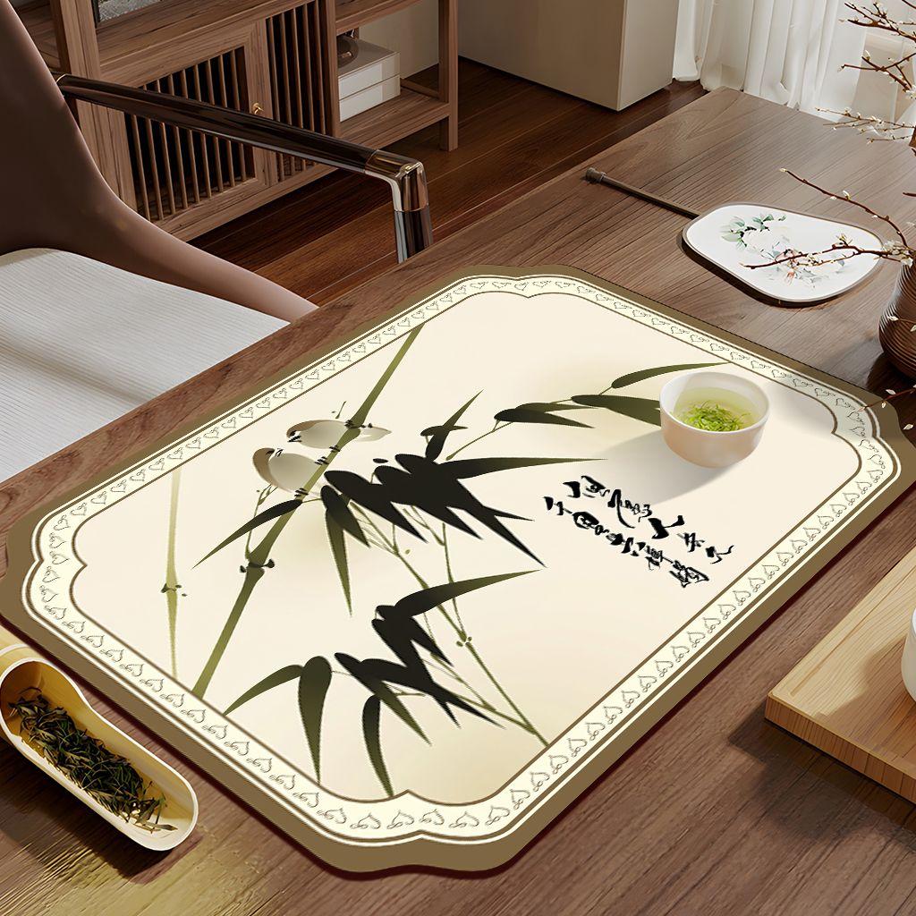 Rectangular Tea Mat Absorption and Quick Drying Tea Tray for Home Living Room Carpet Quick Drying Mat