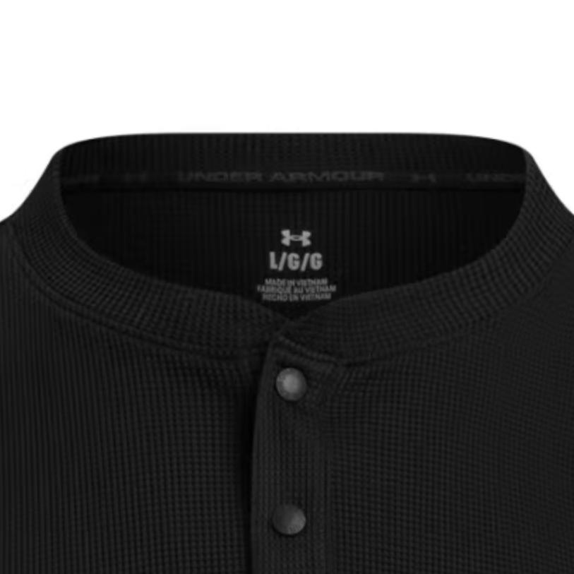 Under Armour Waffle Henley Logo Drop Shoulder Short Sleeve T-Shirt Men T-Shirts Black 6007562-001
