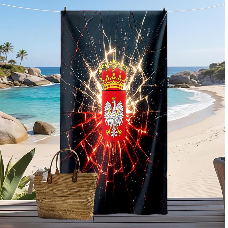 Asciugamano da Spiaggia con Stampa Calcio Polonia Asciugatura Rapida Super Assorbente Morbido Asciugamano da Bagno per Nuoto Spiaggia Viaggio Souvenir Regalo