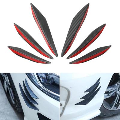 6Pcs/set Universal Car Spoiler Canards Fit Black Carbon Front Bumper Lip Splitter Fin Air Flying Spoiler Auto Body Kit Accessory