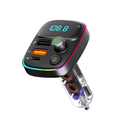 Car Charger Bluetooth 5.3 FM Transmitter Handsfree Call MP3 Player 36W PD QC3.0 Quick Charge Adapter with Colorful Lights