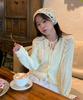 CLUNY [Set] Daisy Leaf Scallop Knit Cardigan - Butter