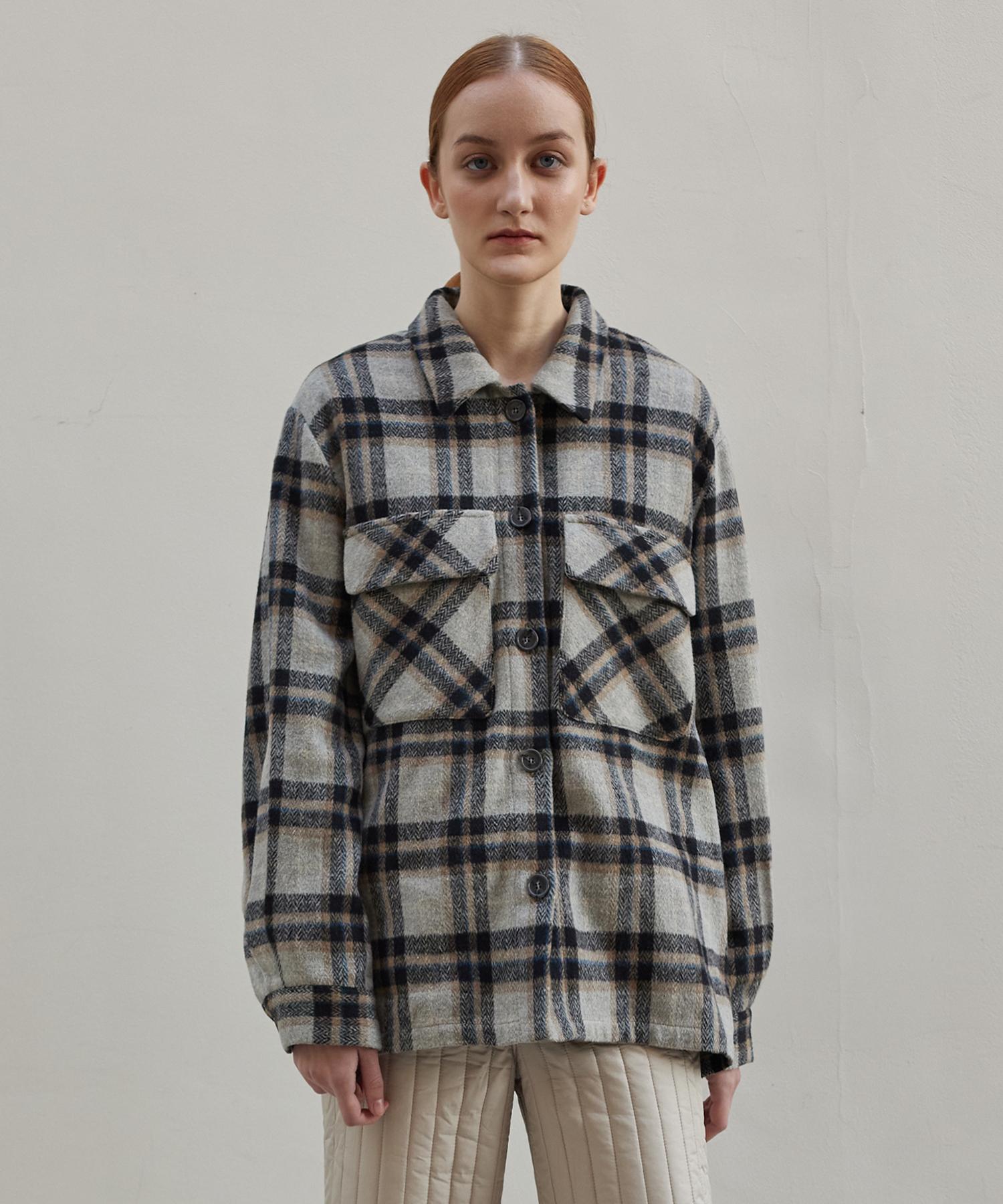 A Leaf Loose Fit Pocket Check Shirt - Check