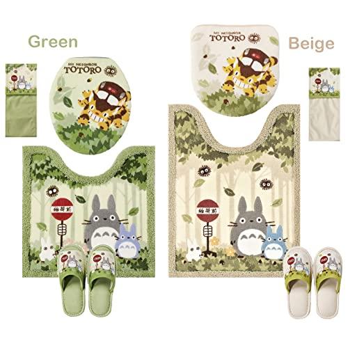 Senko My Neighbor Totoro Friends Long Toilet Mat, Approx. 80 x 60 cm, Green, Antibacterial and Odor Resistant, Made in Japan, Character Design 37147