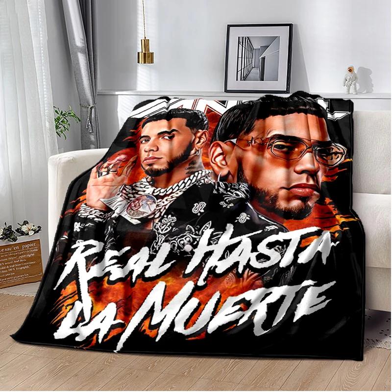 Anuel AA Rapper Hip Hop Singer Blanket Sofa Office Hiking Picnic Super Soft Quilt Fashion Flannel Throws Blanket Birthday Gift