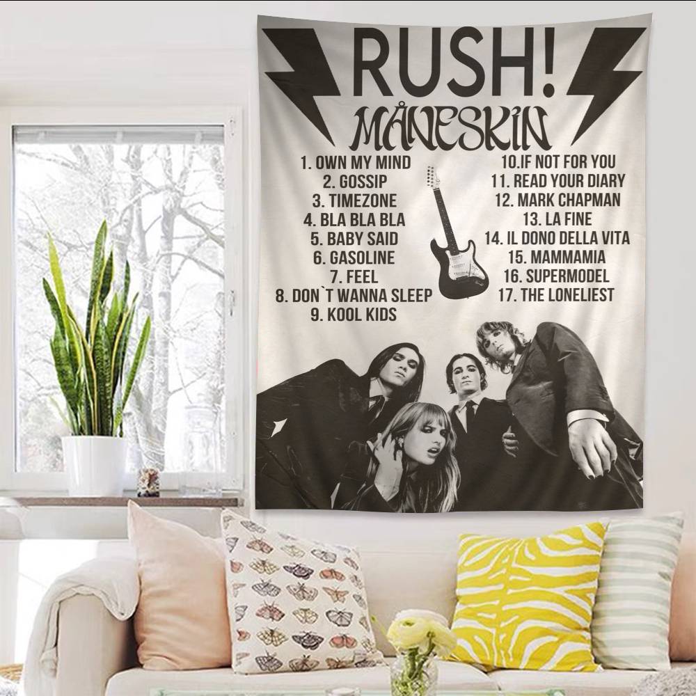 MManeskin Band Chart Tapestry Home Decoration Hippie Bohemian Decoration Divination Wall Hanging Home Decor
