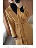 Women's Plus Size Long Wool Coat - Trendy Knee-Length Outerwear for Autumn/Winter 2025