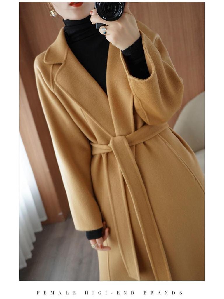 Women's Plus Size Long Wool Coat - Trendy Knee-Length Outerwear for Autumn/Winter 2025