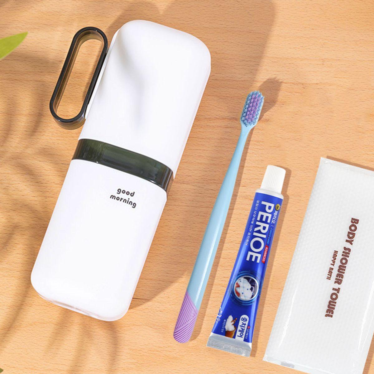 White Cup portable toothpaste and toothbrush set green