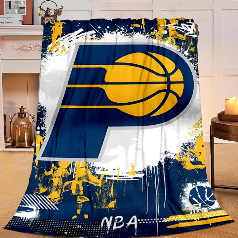 basketball Pacers Neon Art Blanket Flannel Throw for Sofa, Travel, Camping, Livingroom, Office, Chair and Bed Soft and Warm Holiday gifts