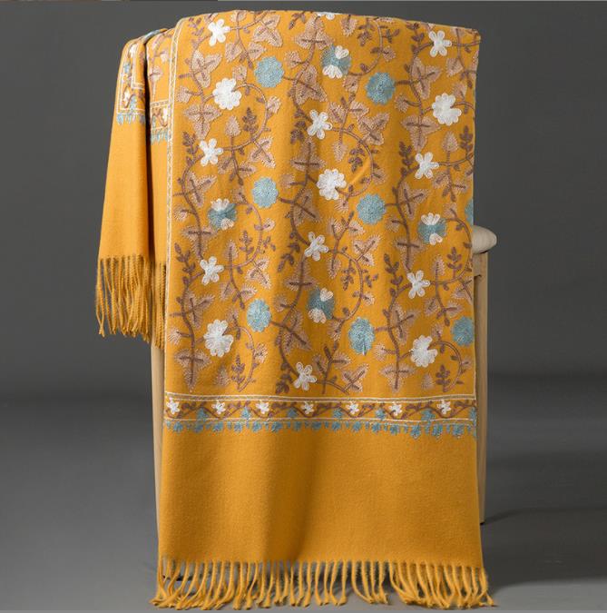 Women Winter Scart Embroidery Scarves Tippet Fashion Shawl Women Shawls Wraps Long Tassel Female Foulard Blanket Wrap Scarf
