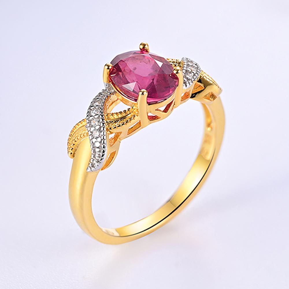 Solitare silver ring with natural filled ruby oval 6*8mm 2ct gemstones fine jewelry for women classic design