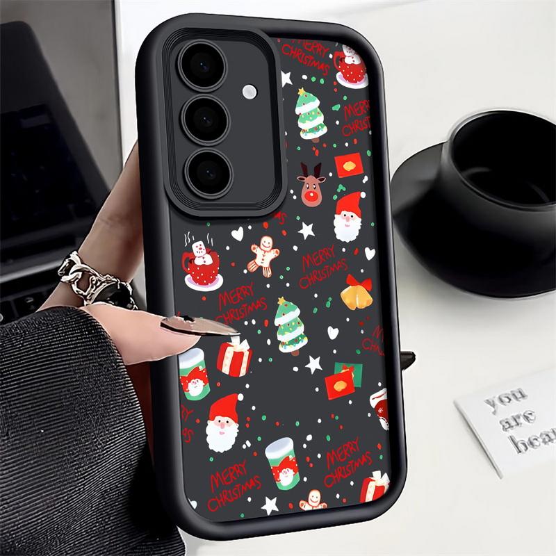 Cartoon Christmas Snowman Printed Back Cover For Samsung Galaxy S25 Edge S24 FE S23 S22 Ultra Plus A17 A56 A36 A16 A15 A55 A54 A53 5G Soft Phone Cover