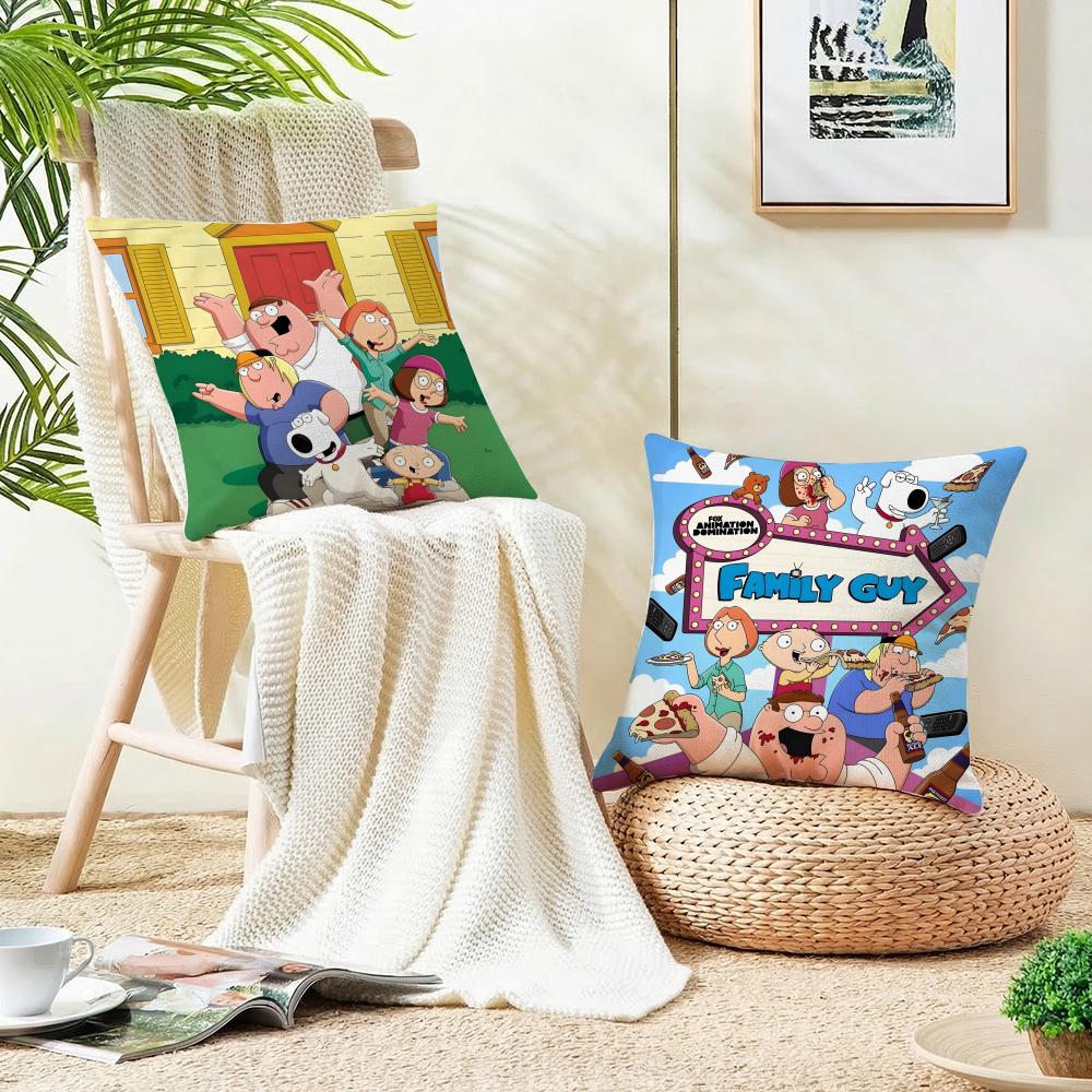 Witty FFamily GuyS Cushion Cover Breathable and skinfriendly linen pillowcase square removable and washable cushion