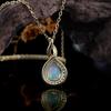 Simple design 925 sterling silver October Birthstone necklace Natural opal fine jewelry gemstones for women's party wear