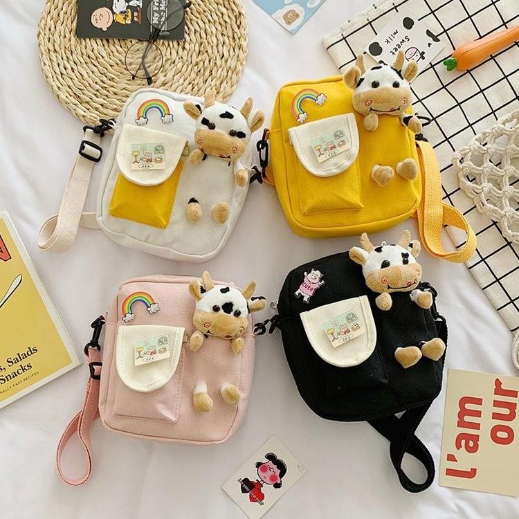 Stylish Nylon Crossbody Bag For Girls In Fresh Sweet Colors Cute Bear Motif