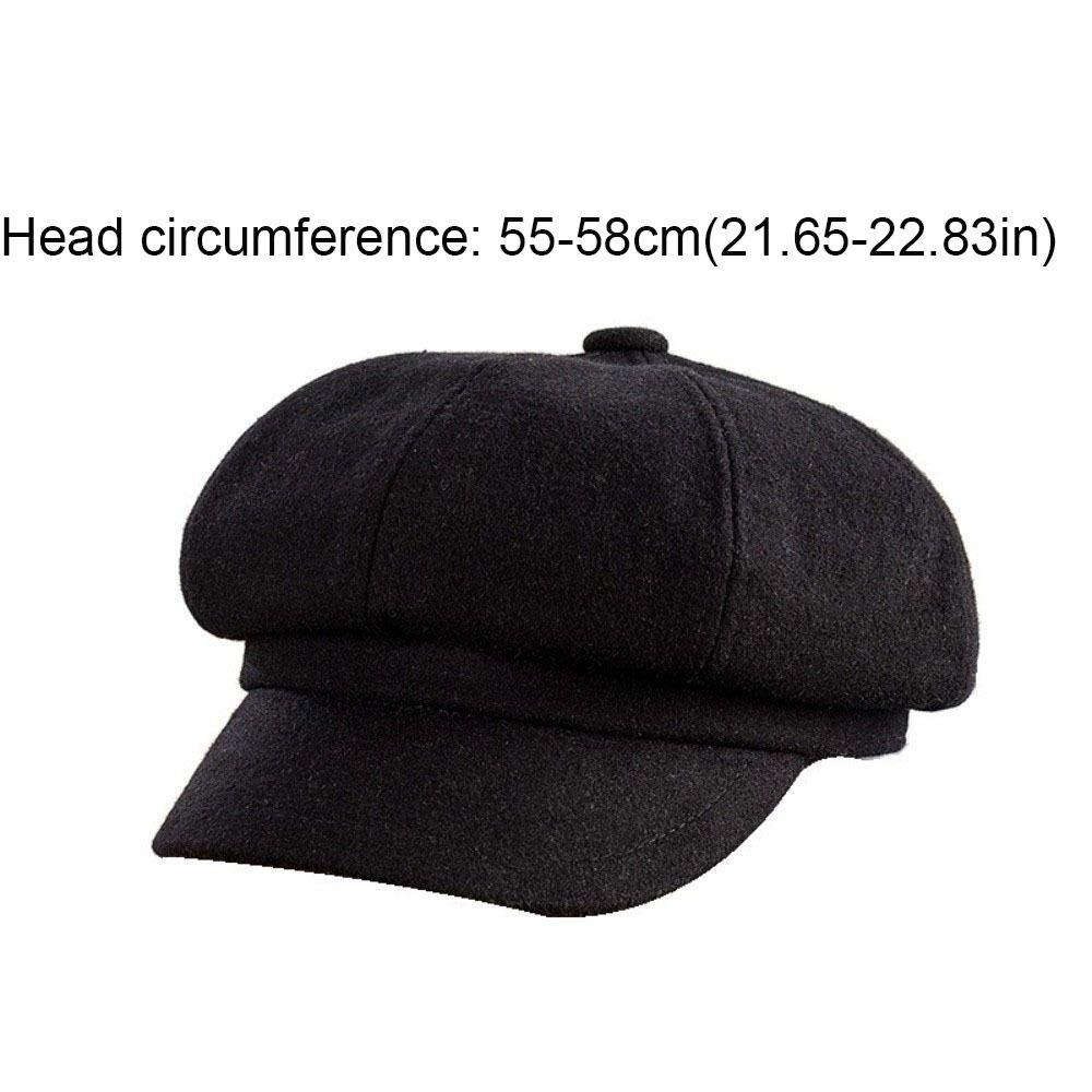 Vintage Solid Color Woolen Octagonal Hat Ear Protection Keep Warm Painter Caps Korean Style Thick Artist Hat Winter