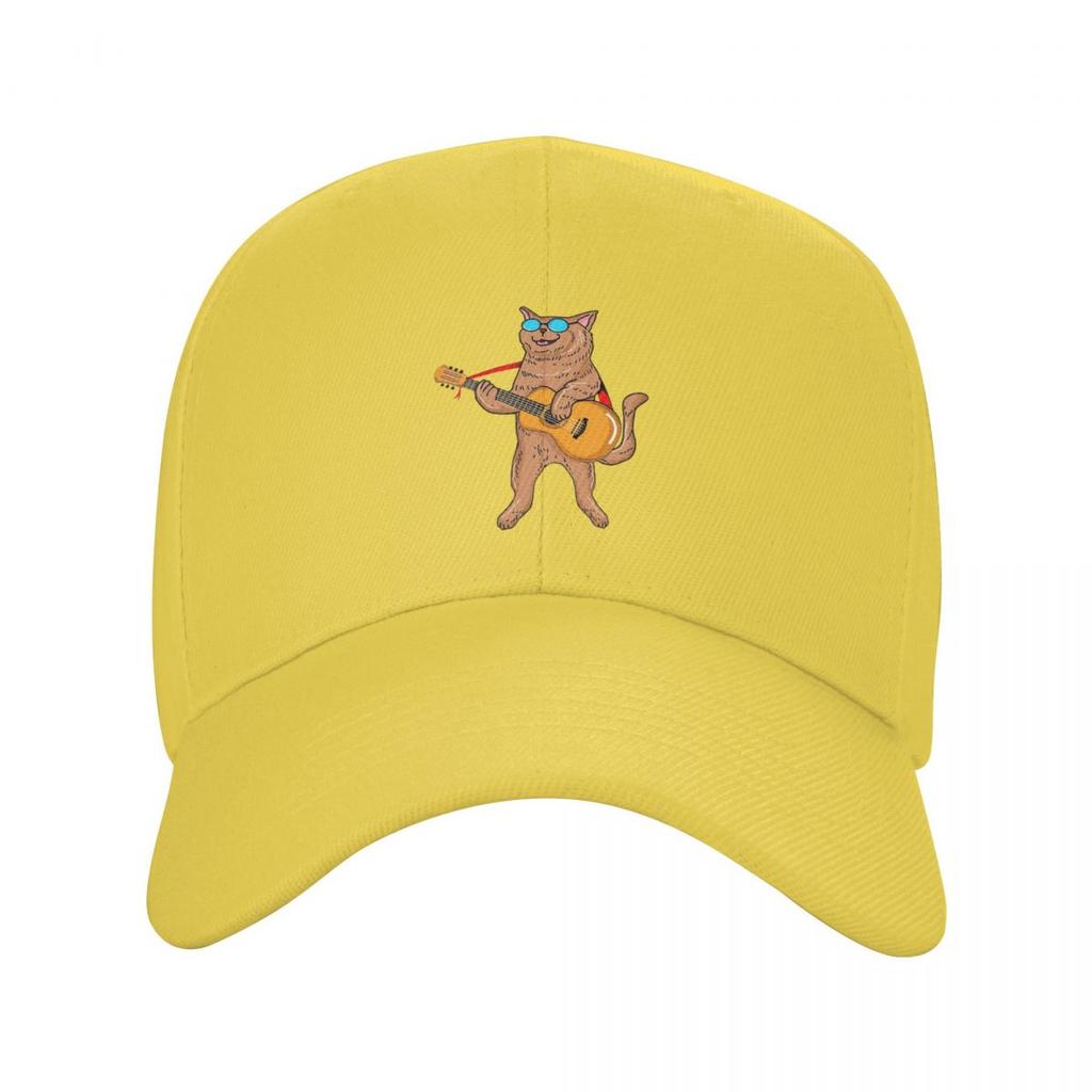 Rock Cat Playing Guitar Cartoon Guitar Cat Baseball Caps Snapback Men Women Hats Adjustable Cap Hip Hop Baseball Hat Casquette