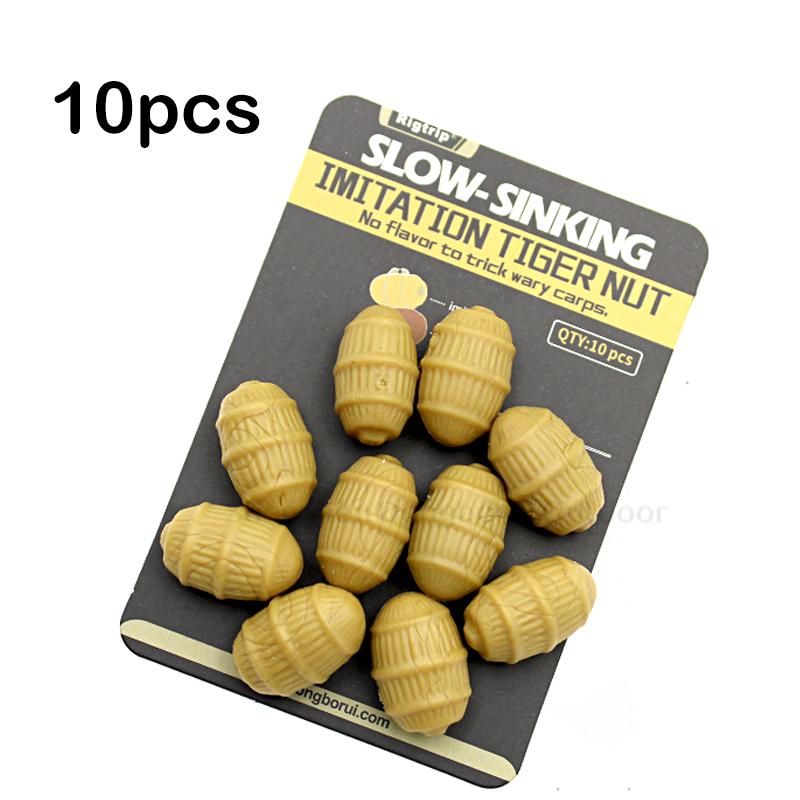 10pcs Carp Fishing Bait Imitation Tiger Nut Slow Sinking Pop Up Boilie For Carp Rig Chod Zig Rig Terminal Tackle Accessories