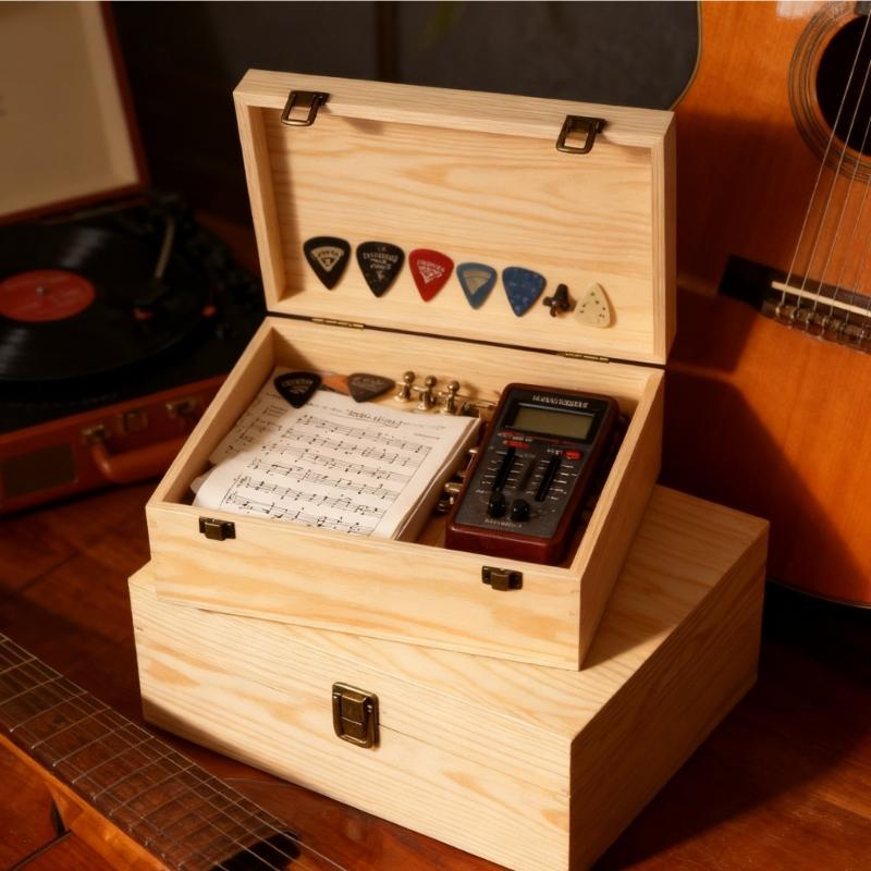 DIY Unfinished Wood Storage Box Large Unfinished Wooden Box with Hinged Lid and Front Clasp for Arts Gifts Jewelry