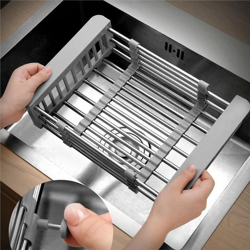 Extendable Kitchen Sink Drain Basket, Retractable Stainless Steel Sink Rack, Telescoping Sinks Accessories Kitchensinks