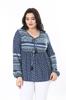 Damen Übergröße Bluse Plus Size Blau Kusskragen Taille Elastisch Detaillierte Bluse